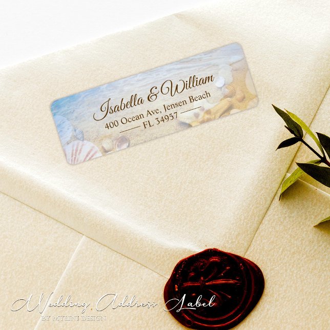 Starfish Shells Tropical Beach Wedding Address Label (Creator Uploaded)