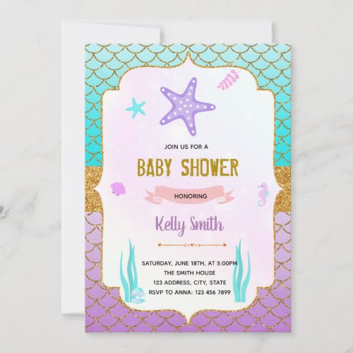 Starfish shower theme invitation
