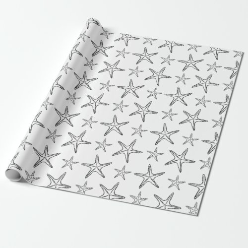 Starfish Sketch Custom Black and White  Wrapping Paper