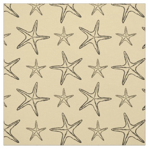Starfish Sketch Drawing Pattern  Fabric