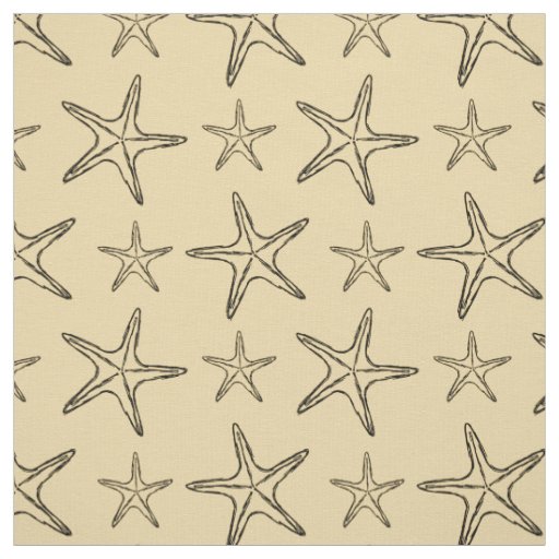 Starfish Sketch Drawing Pattern  Fabric