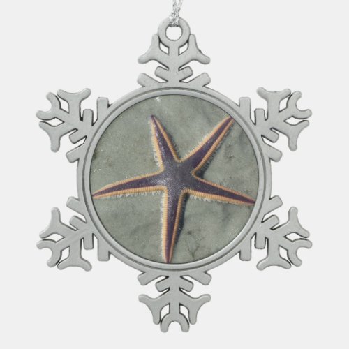 Starfish Snowflake Pewter Christmas Ornament
