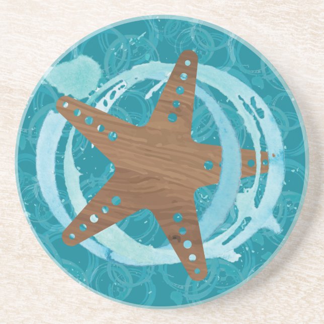 Starfish Splash Sandstone Coaster (Front)