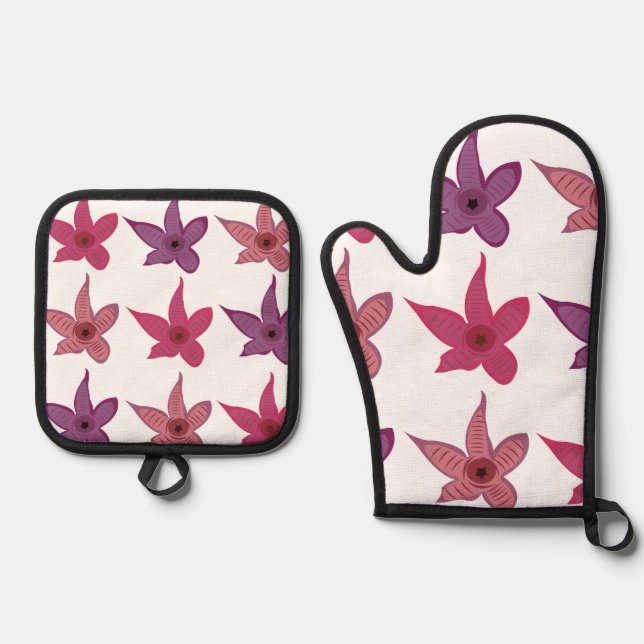Starfish Stapelia Flower Cactus  Oven Mitt & Pot Holder Set (Front)