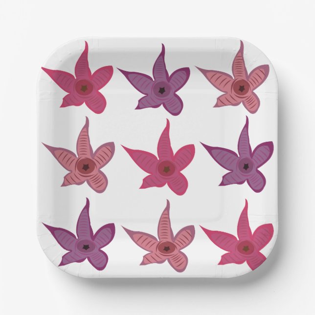 Starfish Stapelia Flower Cactus Party Paper Plates (Front)