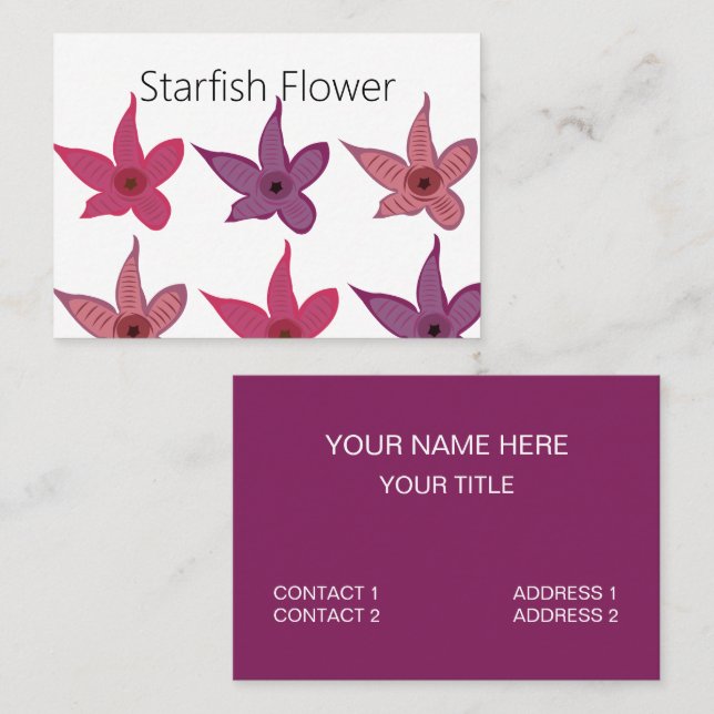 Starfish Stapelia Flower Cactus Tropical Business Card (Front/Back)