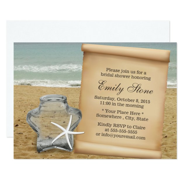Starfish & Star Glass Jar Beach Bridal Shower Invitation