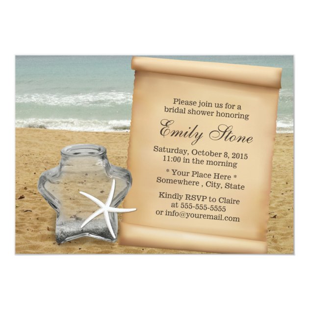Starfish & Star Glass Jar Beach Bridal Shower Invitation