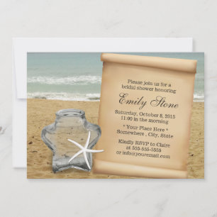 Starfish & Star Glass Jar Beach Bridal Shower Invitation