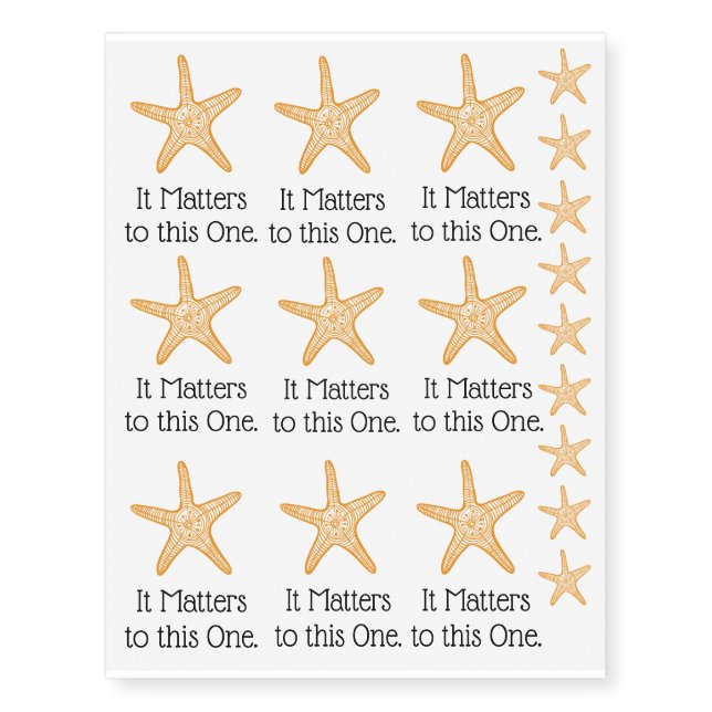 Starfish Story Adoption Party Favors Temporary Tattoos (Front)
