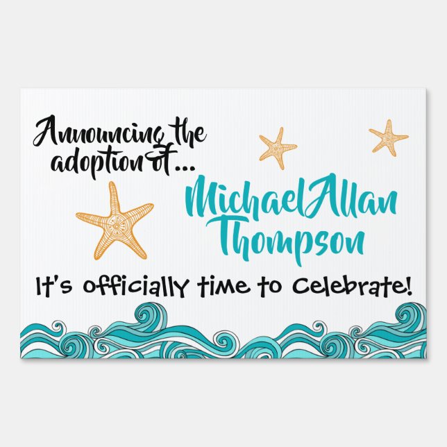 Starfish Story Adoption Party Yard Sign (Back)
