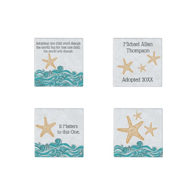 Starfish Story Adoption Personalized Gift Stone Magnet (Front)