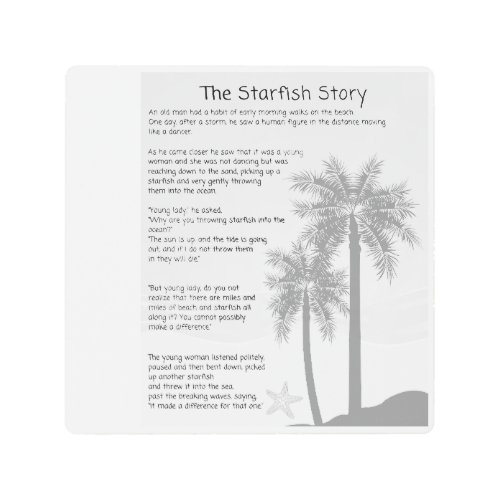 Starfish Story Starfish Thrower Starfish Poem Metal Print