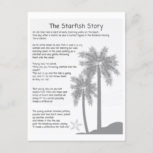 Starfish Story Starfish Thrower Starfish Poem Postcard