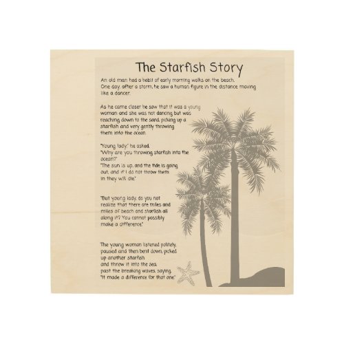 Starfish Story Starfish Thrower Starfish Poem Wood Wall Art