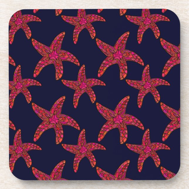 Starfish Style Pattern Beverage Coaster (Front)
