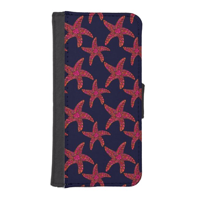Starfish Style Pattern iPhone Wallet Case (Front)