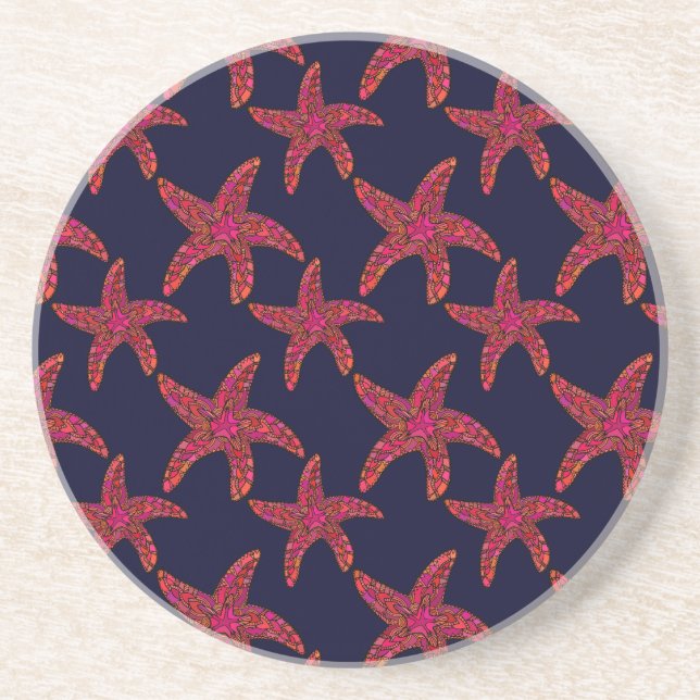 Starfish Style Pattern Sandstone Coaster (Front)