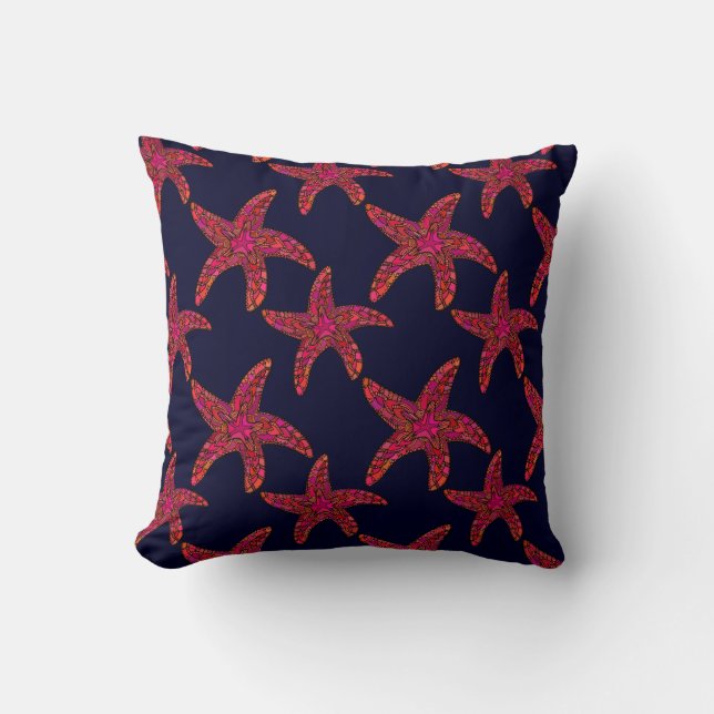 Starfish Style Pattern Throw Pillow (Front)