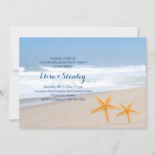 Starfish summer beach wedding engagement party invitation