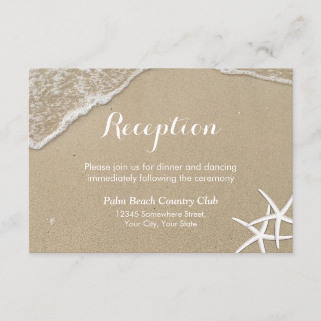 Starfish Summer Beach Wedding Reception Enclosure Card (Front)