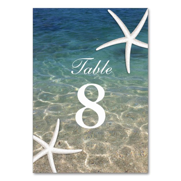 Starfish Summer Beach Wedding Table Numbers Card