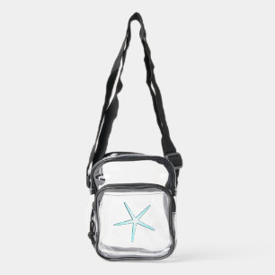 Starfish teal blue custom soccer football trendy clear crossbody bag
