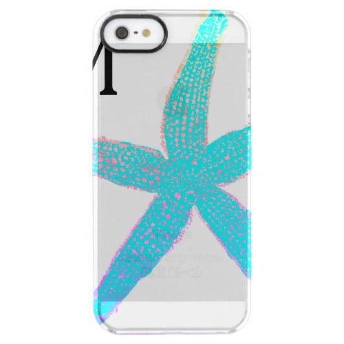 Starfish Teal Blue Pink Monogrammed Initials Cute Clear iPhone SE55s Case