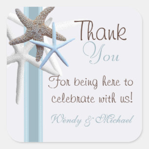 Starfish Thank You Personalized Wedding Sticker
