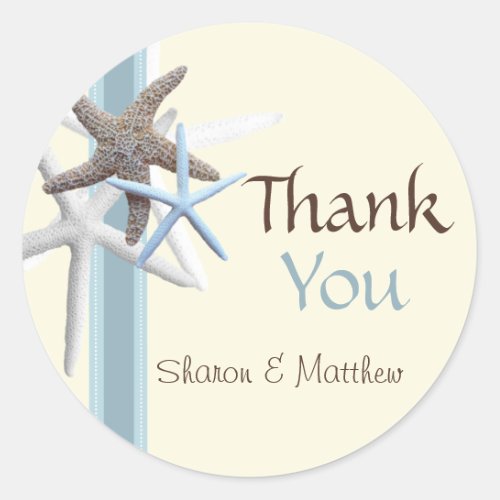 Starfish Thank You Round Personalized Sticker