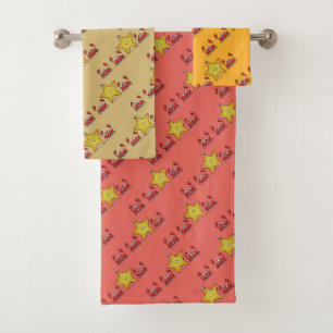 Starfish & The Crabs Beach Critters on 3 Color Bath Towel Set