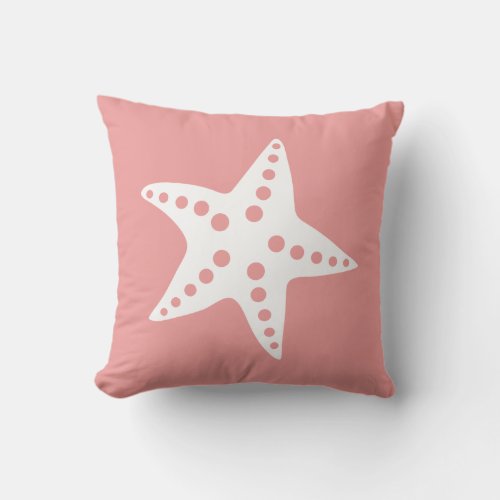 Starfish Throw Pillow Beach Ocean Theme Pink Throw Pillow