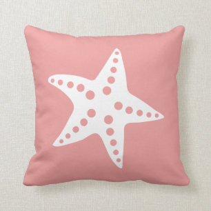 Starfish Throw Pillow, Beach Ocean Theme, Pink Throw Pillow