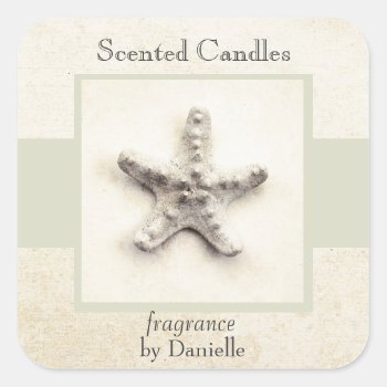 Starfish Tranquil Sea Home Made Candle Label by myworldtravels at Zazzle