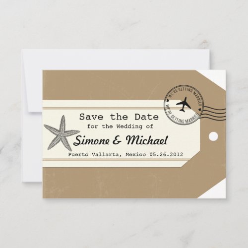 Starfish travel theme Luggage Tag Save the Date
