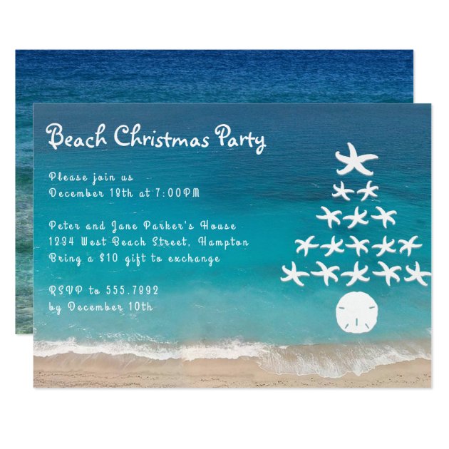Starfish Tree Beach Christmas Party Invitation