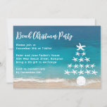 Starfish Tree Beach Christmas Party Invitation<br><div class="desc">Blue ocean water is the background for this festive beach Christmas party invitation.   A "tree" image made of starfish and a sand dollar decorates flat cards with white curly font in templates to easily add all party information.  Reverse image is sea water.</div>