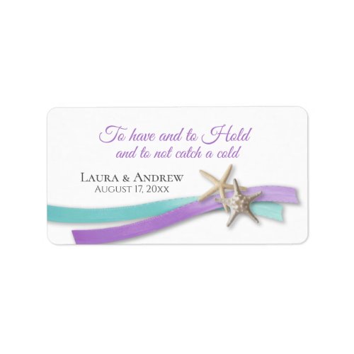 Starfish Tropical Beach Purple and Turquoise Label