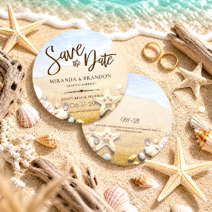 Starfish Tropical Beach Wedding Save the Date Card