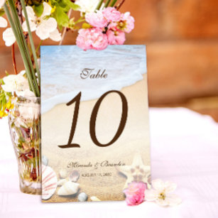 Starfish Tropical Beach Wedding Table Number