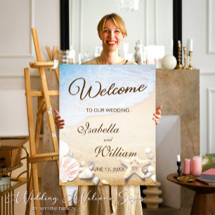 Starfish Tropical Beach Wedding Welcome Sign