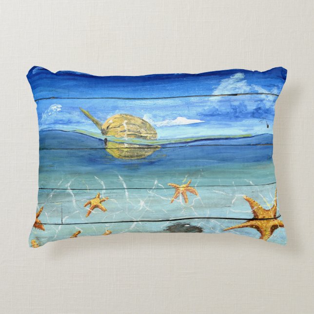 Starfish Tropical Designer Accent Pillow 16" x 12" (Front)