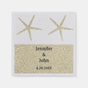 Starfish Tropical Gold Glitter Silver Wedding Cute Napkins
