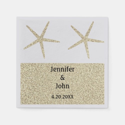 Starfish Tropical Gold Glitter Silver Wedding Cute Napkins