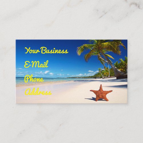 Starfish Tropical Sandy Beach Palm Tree Island Business Card