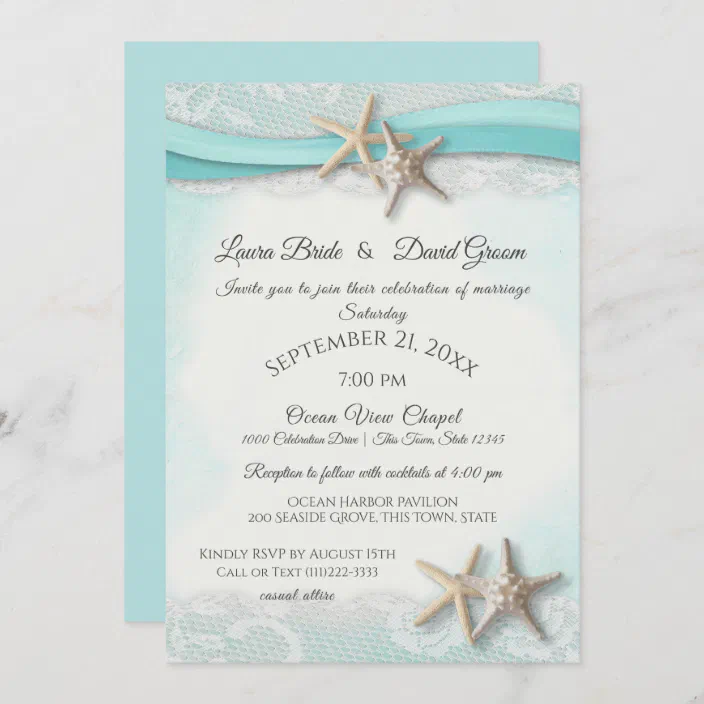 Beach Love Invitation Postcard 8 Invites Turquoise Office Products for sale online 