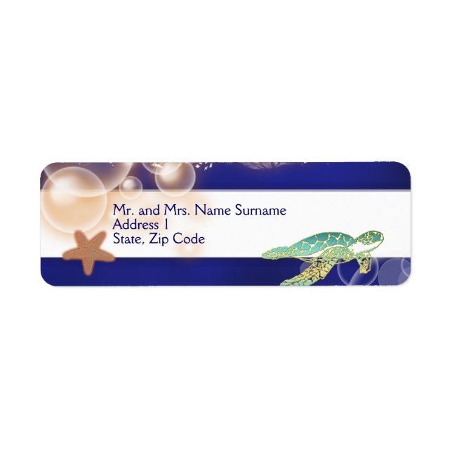 Starfish turtle wedding PERSONALIZE Label (Front)