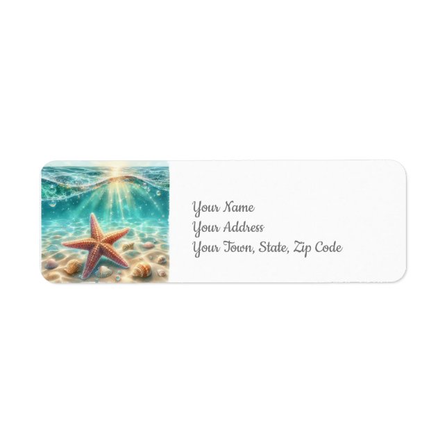 Starfish Under the Sea Coastal Beach Label (Front)