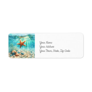 Starfish Under the Sea Coastal Beach Label