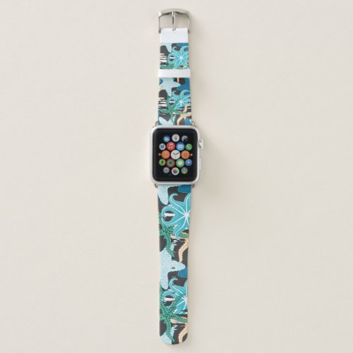 Starfish Vintage Dark Striped Background Apple Watch Band